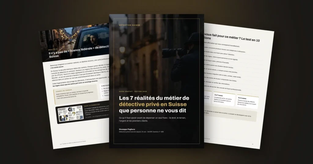 Couverture du guide Les 7 réalités du métier de détective privé en Suisse